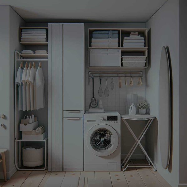 Comment optimiser l'agencement d'une petite buanderie pour maximiser la fonctionnalité et le stockage ?